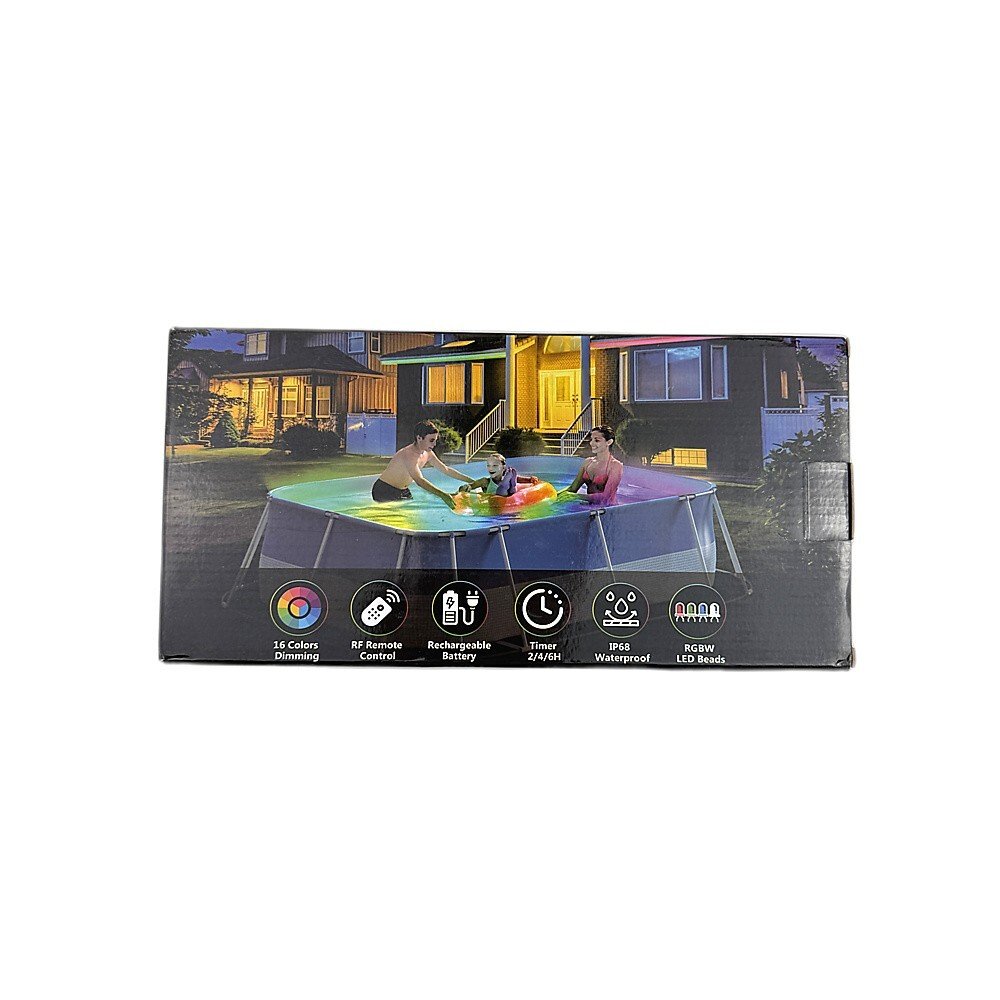 LyLmLe Magnētiskā LED baseina gaisma baseiniem, 15 cm RGBW zemūdens LED baseina apgaismojums ar tālvadību, uzlādējama USB-C darbināta, IP68 ūdensizturīga tērauda sienām/koka baseiniem, 2 gabali