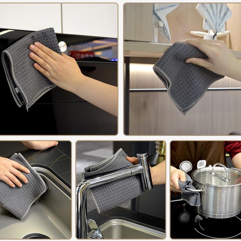 SINLAND_mikro__iedras_dvie_u_komplekts_m SINLAND mikrošķiedras dvieļu komplekts mazgāšanai un tīrīšanai, 6 gabali, pelēki un melni