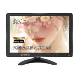 10.1 collu (≈ 25 cm) HDMI monitors 1366 x 768P Mini monitors ar VGA/HDMI portiem, portatīvs PC monitors klēpjdatoram/kamerai/Fire Stick/mājas/ birojam, iebūvēti skaļruņi