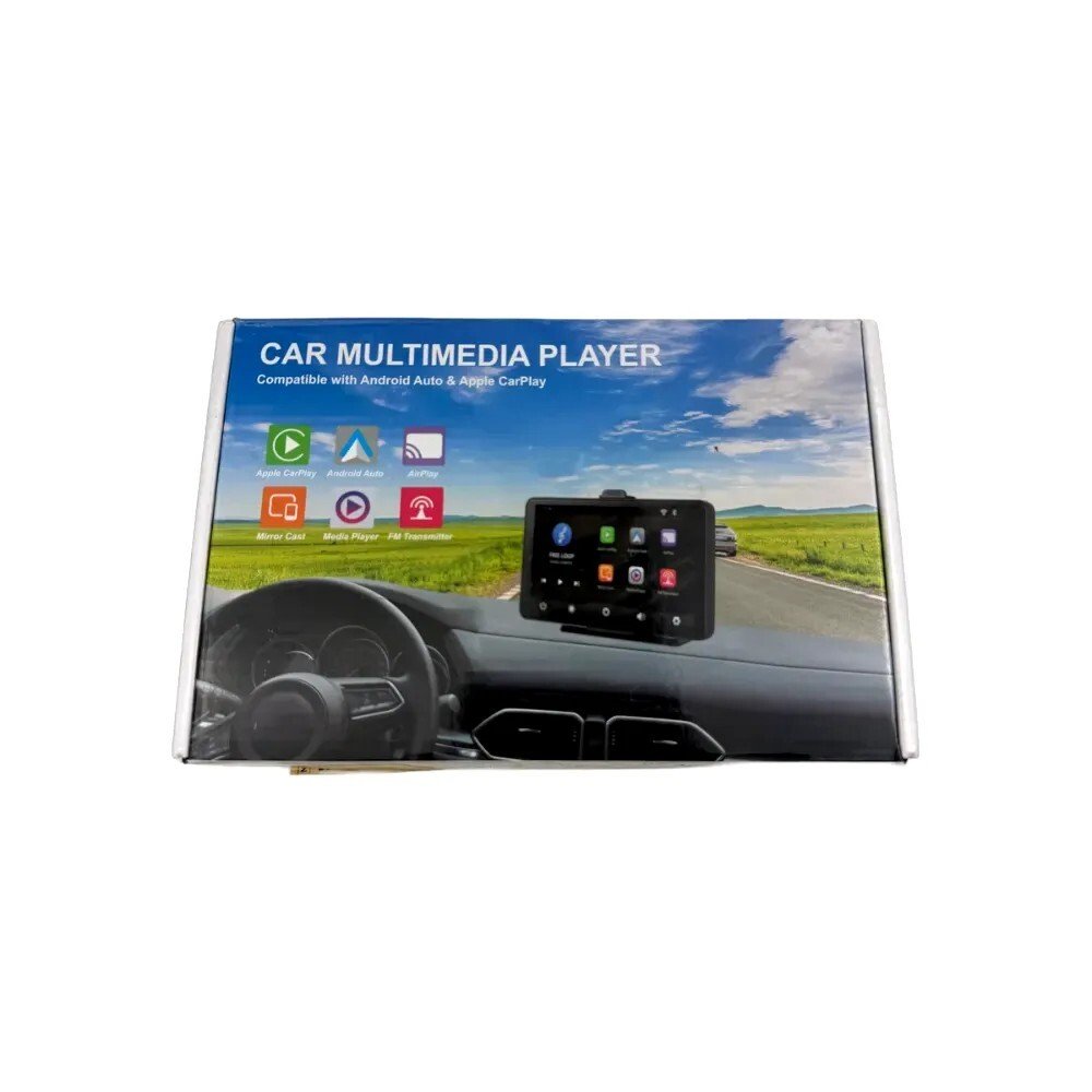 7 collu (≈ 18 cm) skārienekrāna auto radio ar CarPlay, Android auto, Bluetooth un SpiegelLink kravas automobiļiem, motorhome un kemperiem, iekļauta 64GB atmiņu karte un stiprinājums ar sūknējošu piekari