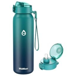 700 ml ūdens pudele ar noņemamu salmiņu un izliektu vāku, 18/10 nerūsējošā tērauda divu sienu ūdens kauss sportam, fitnesam, ceļojumiem, darbam un skolai (ZILA ZILA)