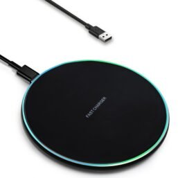Bezvadu lādētājs ar indikatoru gaismu, ātra bezvadu uzlādes paliktnis ar iebūvētu USB-C kabeli, Qi sertificēts 15W maksimāli saderīgs ar iPhone 15/14/13/12/XS, Samsung Galaxy S24/S23, Huawei
