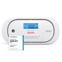 X-Sense XC01-R oglekļa monoksīda detektors, TÜV sertificēts, ar digitālo LCD ekrānu, CO detektors ar nomaināmu 5 gadu akumulatoru un maksimuma atmiņu