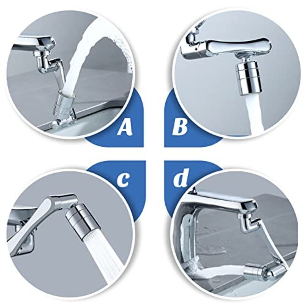 ZEYXINH 1440° Multifunkcionāla rotējoša izplešanās jaucējkrāna sprausla ar 2 režīmiem ūdens izplūdei virtuvei/vannas istabai