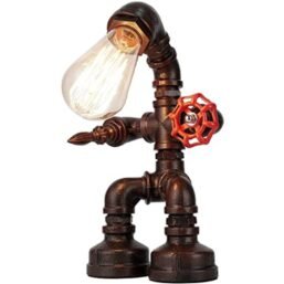Steampunk galda lampa industriāla ūdens caurule gultas lampa santehnikas robots galda gaisma guļamistabai mācību telpai lasīšanas istabai dekors apgaismojuma ierīces bez spuldzes