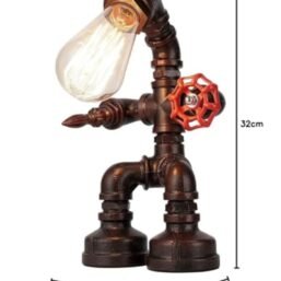 Steampunk galda lampa industriāla ūdens caurule gultas lampa santehnikas robots galda gaisma guļamistabai mācību telpai lasīšanas istabai dekors apgaismojuma ierīces bez spuldzes